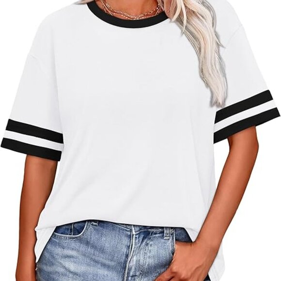 Womens T Shirts Loose Fit Short Sleeve Tees - Picture 1 of 3